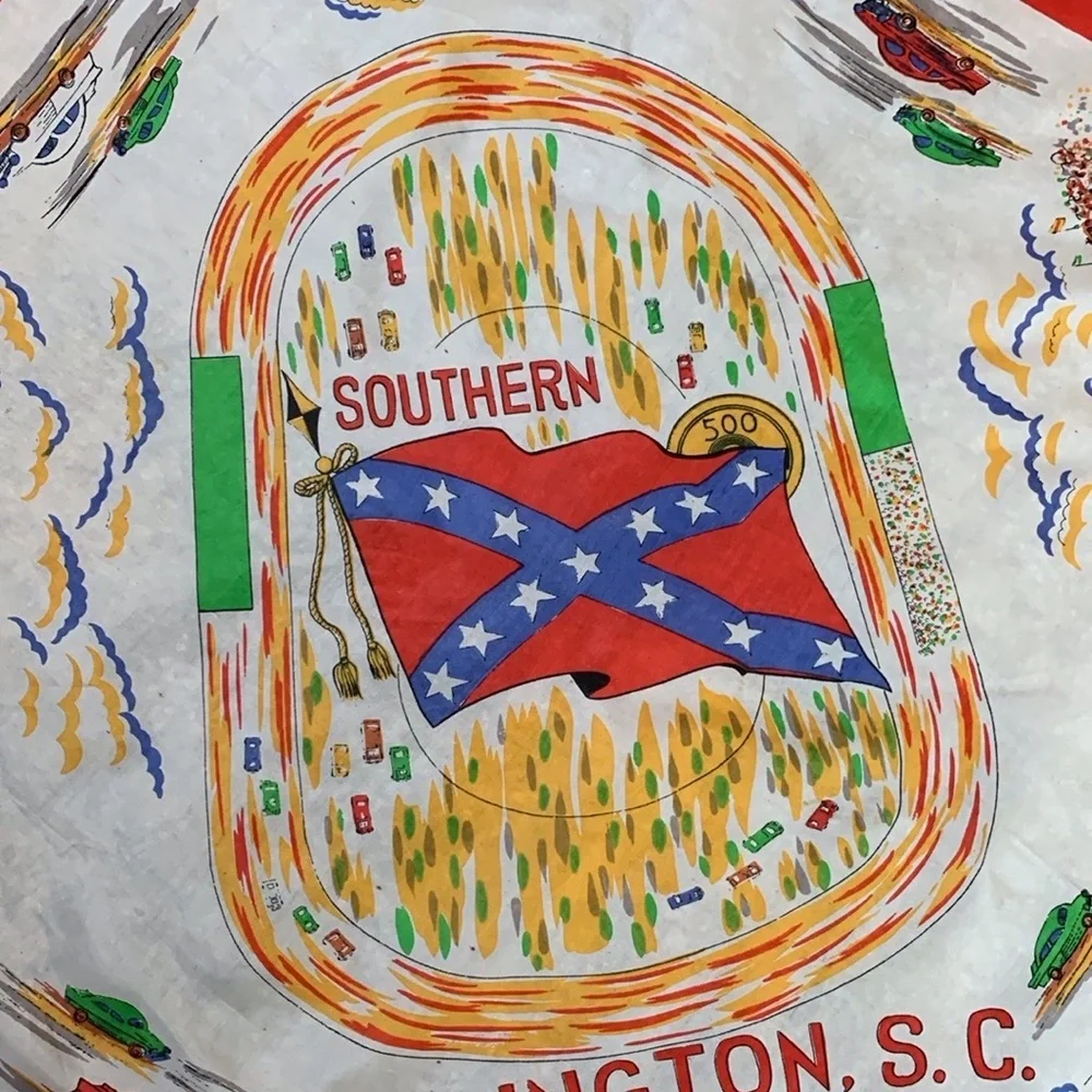 Vintage NASCAR silk scarf Southern 500 / Darlington, SC